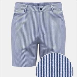 Men's Blue Striped Flat Front Shorts